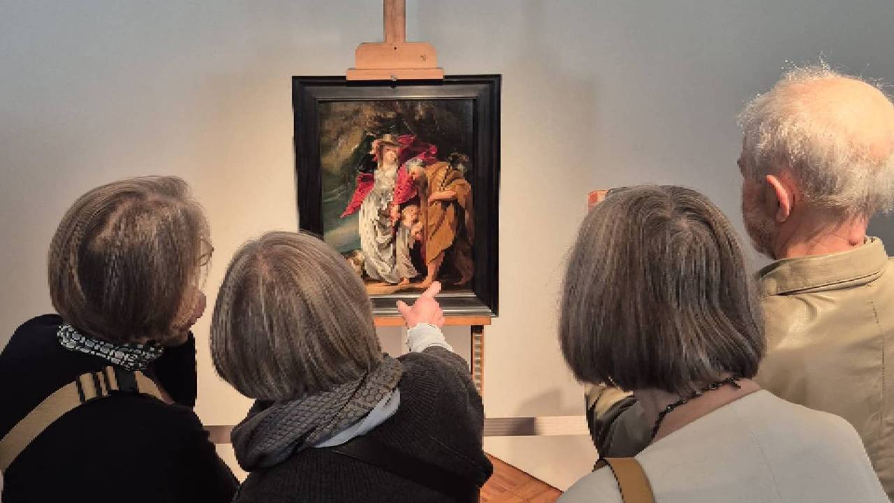 Het schilderij bij de ceremonie in Mechelen.