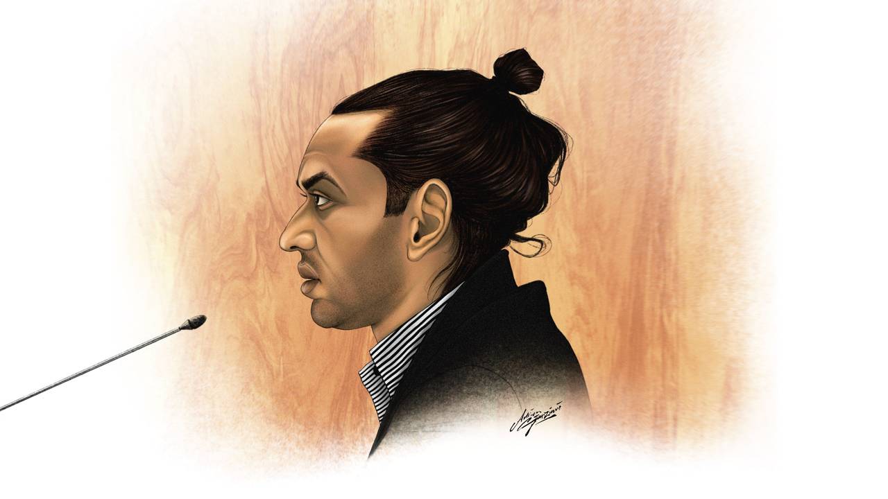 Rechtbanktekening van de verdachte Raymond S.