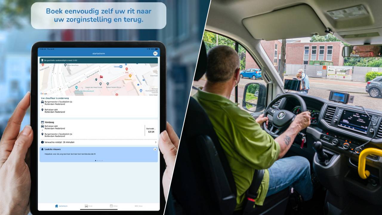 Met een app van ZCN kunnen mensen een taxirit boeken naar medische afspraken (beelden: ZCN en ANP).