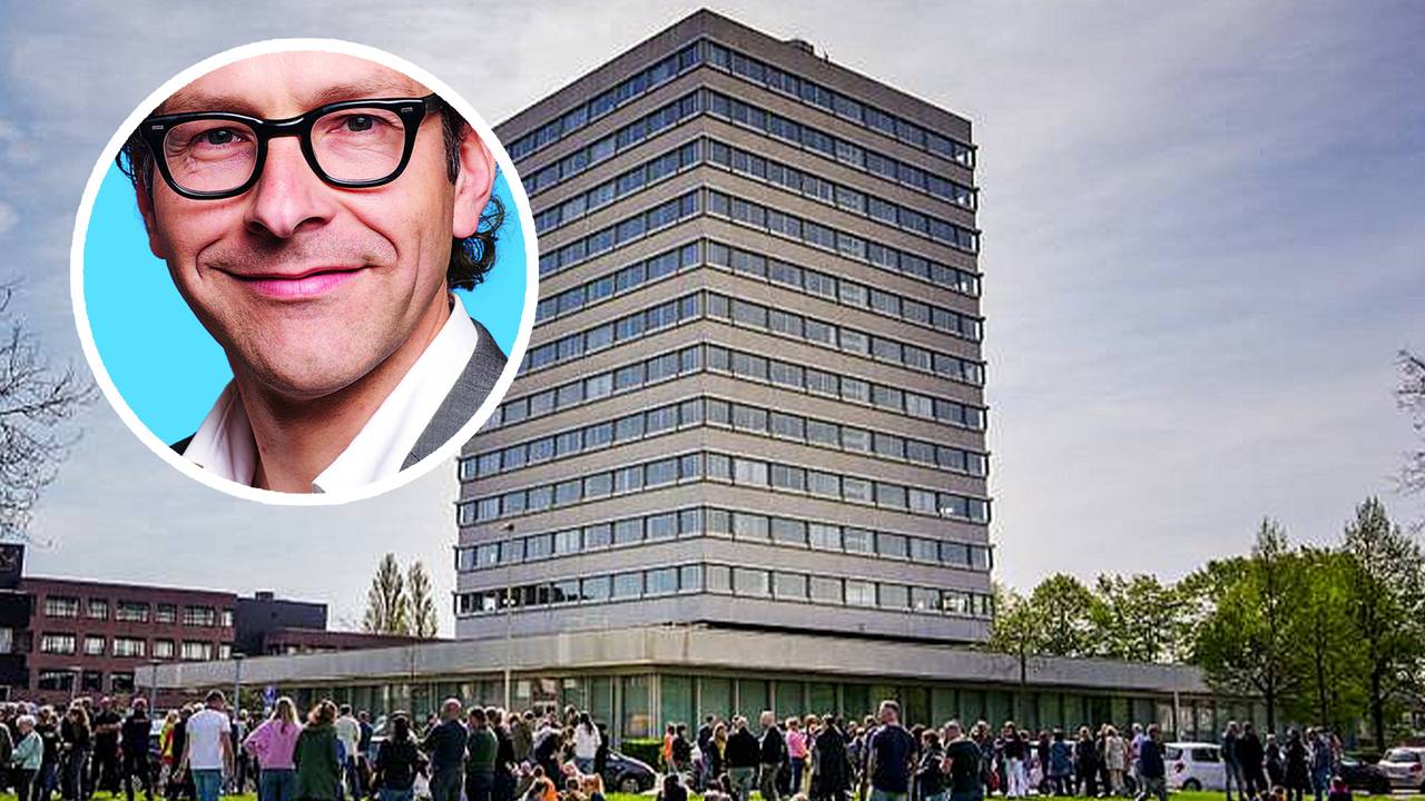 Het voormalige belastingkantoor aan de Karel de Grotelaan (foto: SQ Vision) en Jeroen Dijsselbloem