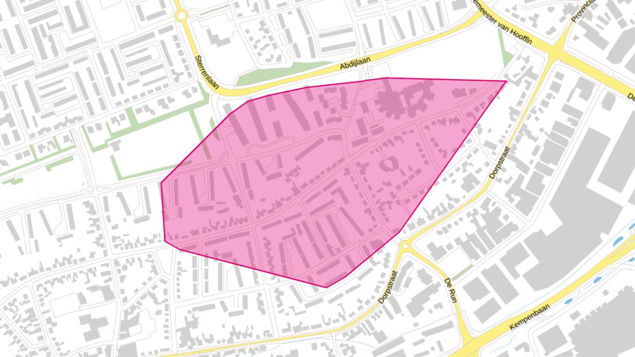 Dit gebied is getroffen door een stroomstoring (foto: Enexis).