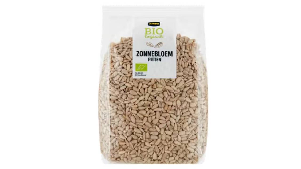 De zak met zonnebloempitten (foto: Jumbo).