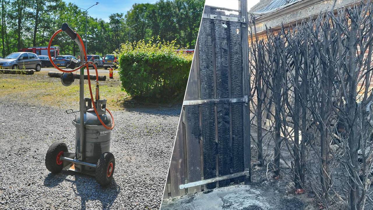 De gasbrander waarmee een groot ongeluk gebeurde en een schutting waarmee een ander incident gebeurde (foto: Rico Vogels en René van Hoof).