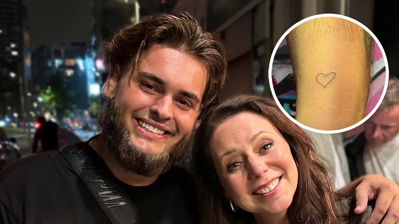 Mariano met de originele K3-Kristel die een hartje voor hem tekende (foto: Mariano Keerssemeeckers).