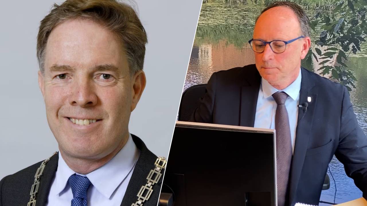 Burgemeester Eiko Smid (links) en wethouder  Theo Geldens van Sint-Michielsgestel (bron: DTV Nieuws).