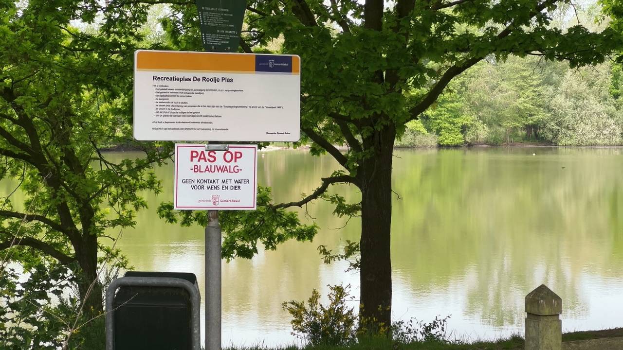 Het waarschuwingsbord bij het meertje (foto: Jan Peels).