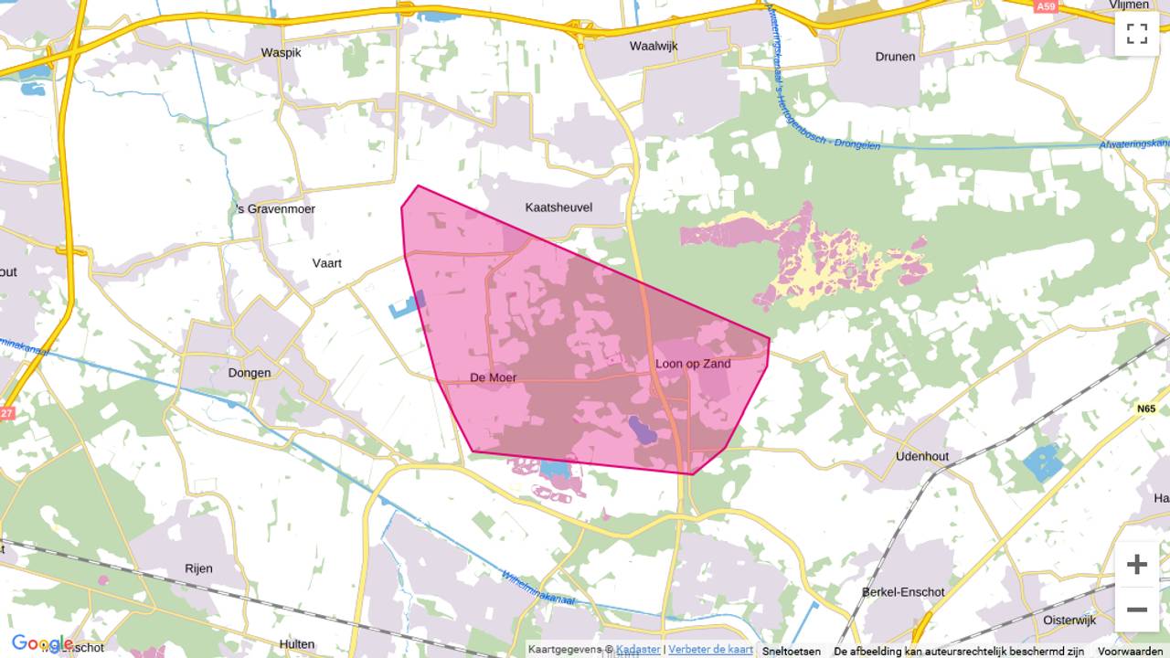 In dit gebied is de stroring gaande (foto: Enexis).