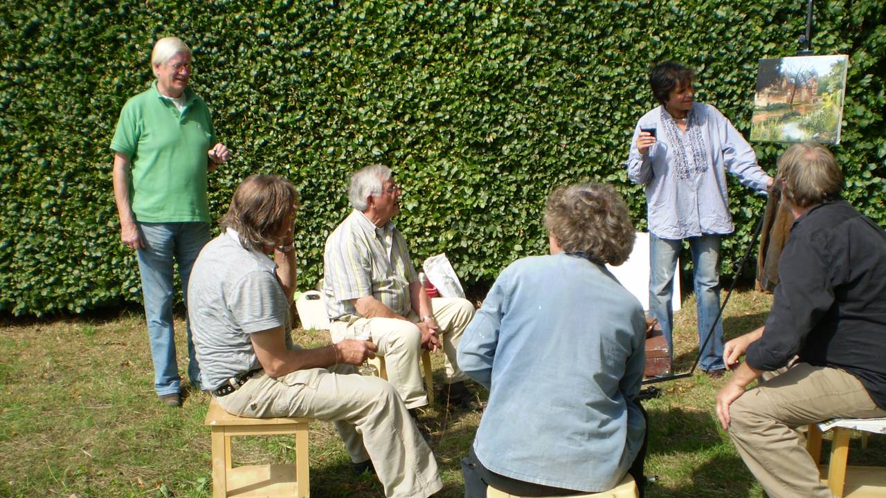Hans Wiegel (links) en Madelon Spoor (rechts) tijdens een workshop (foto: privé).