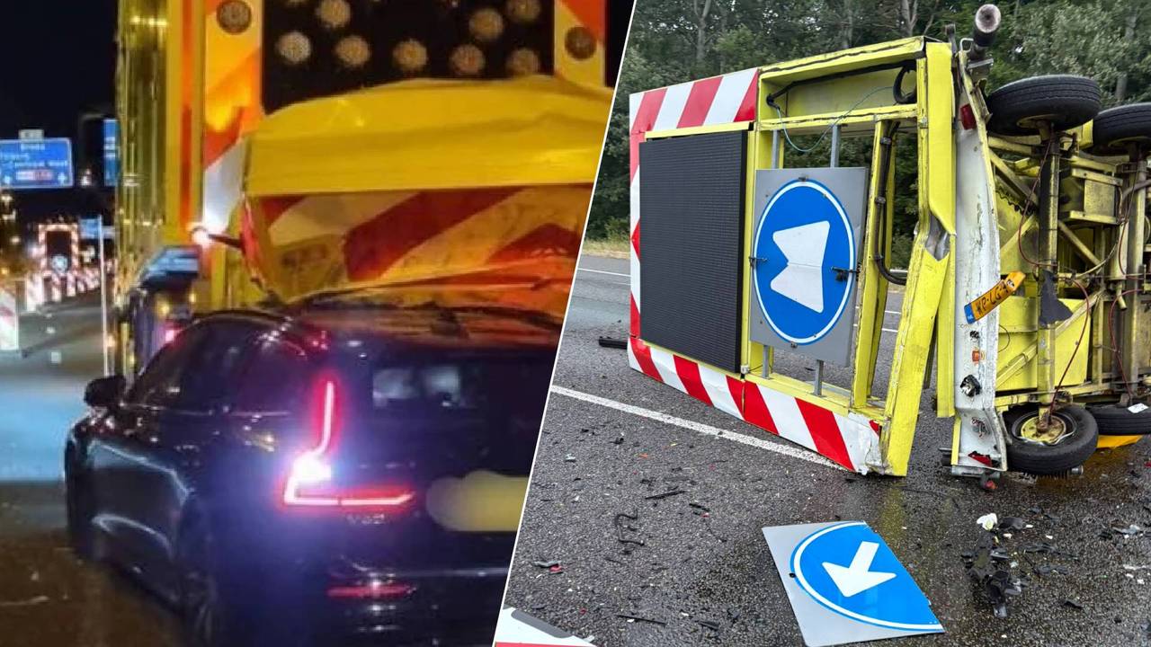 Twee ongelukken met een pijlwagen in een korte tijd (Foto: Verkeerspolitie Zeeland-West Brabant/ Politie Groene Beemden.)