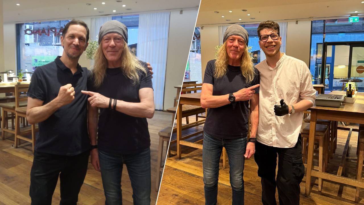 De medewerkers van de pizzatent pakten hun moment om een foto met de wereldster te maken (foto's: Valentina).