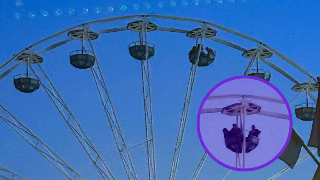 Jongens zaten na 22.00 uur nog in het reuzenrad (foto:  Frank Vale en politie_tilburgcentrum op Instagram).