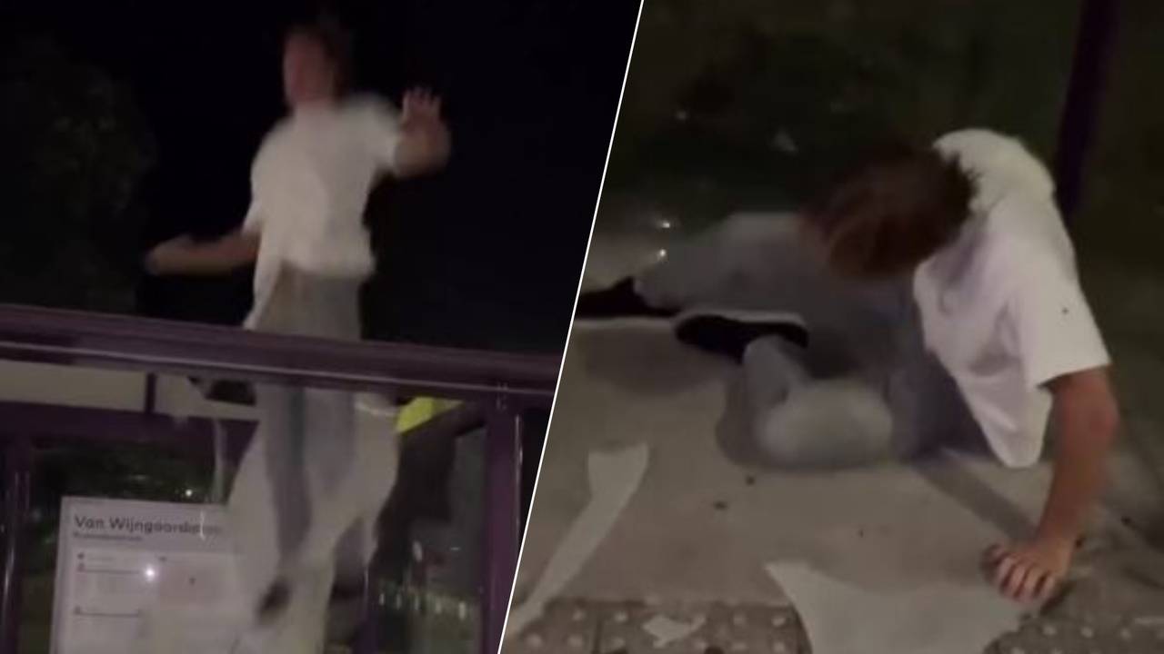 De jongen springt door het dak heen (beeld: Dumpert).