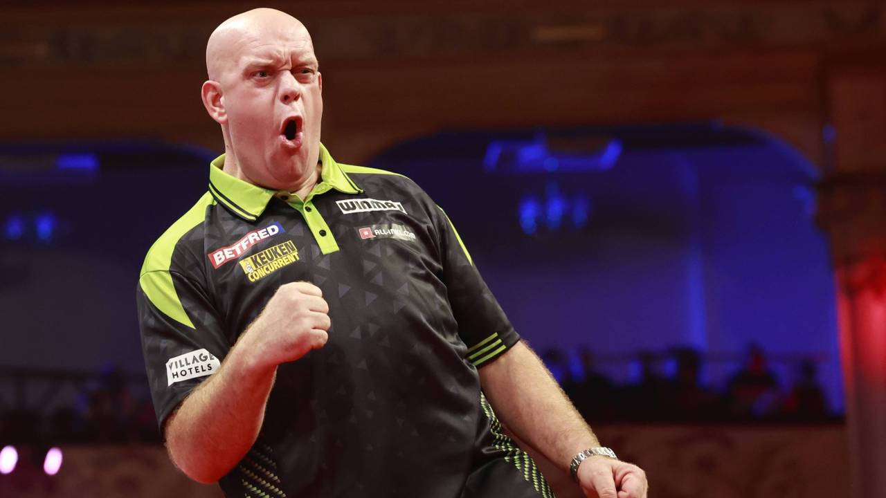 Van Gerwen bij World Matchplay Darts (foto: ANP).