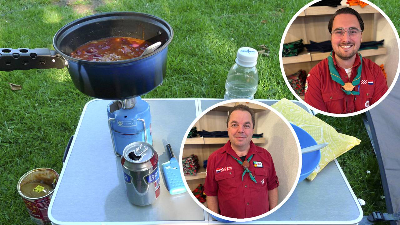 Henk en Koen geven tips over het veilig gebruik van een gasfles (foto: ANP / Regio Scouting Eindhoven)