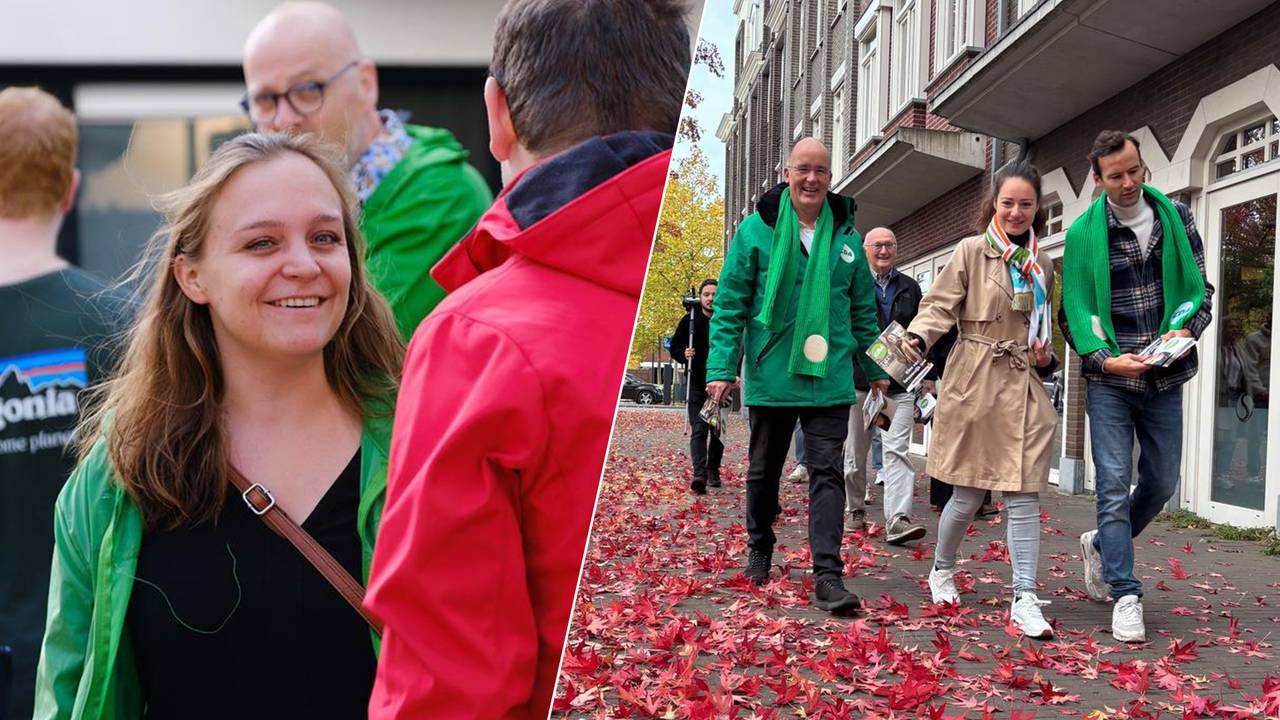 Links: Jade Van der Linden (GroenLinks-PvdA) en rechts: Jeltje Straatman (CDA) voeren campagne (Foto's: Jade van der Linden, Jeltje Straatman)