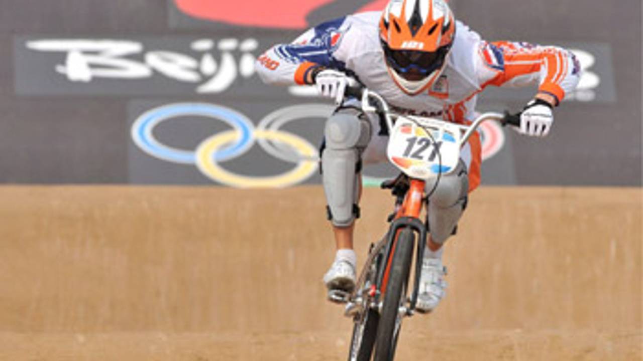 Van der Biezen tijdens de Spelen in Beijing. (ANP)