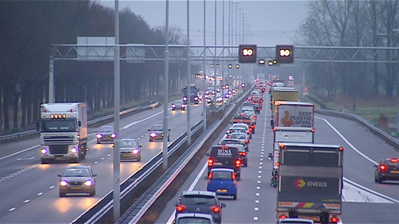 slecht weer zorgt voor file
