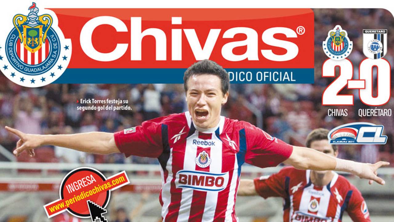 Erick Torres op de cover van het clubblad van Chivas