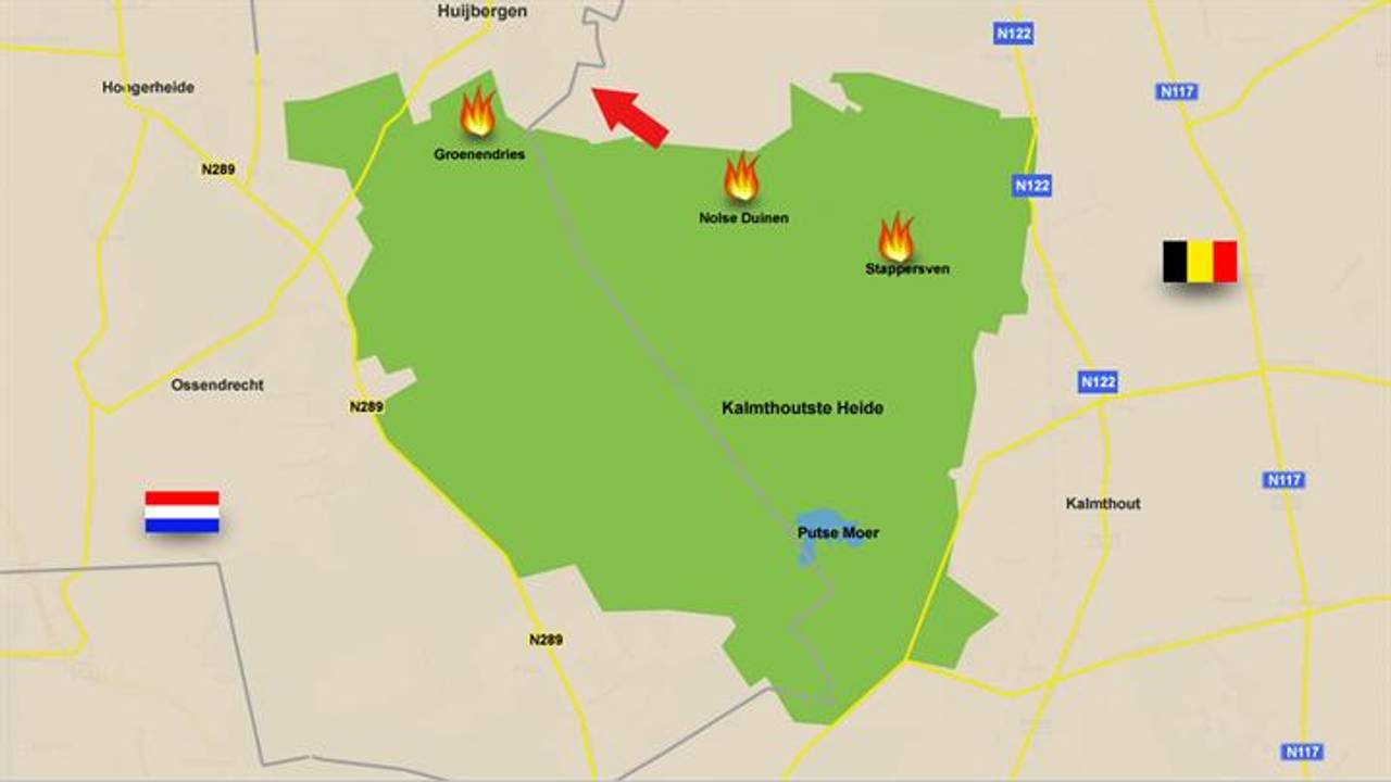 De brand trekt naar het westen