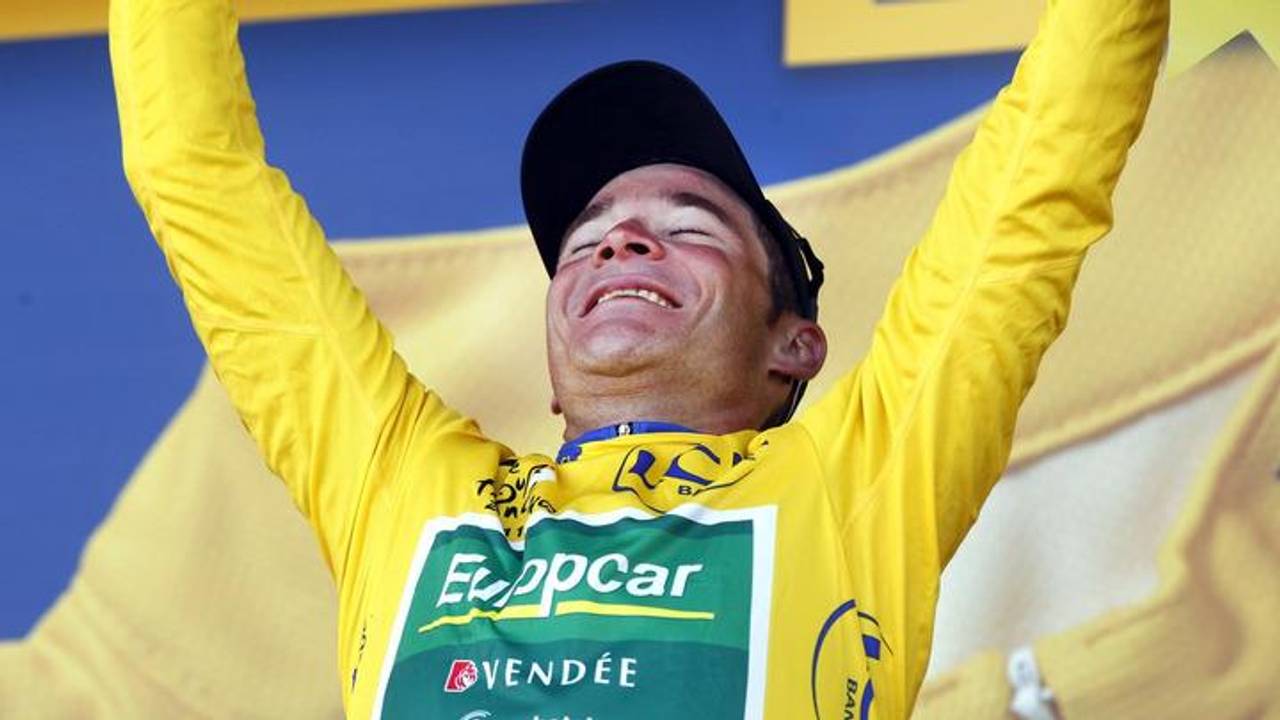 Thomas Voeckler nog in 't geel (foto: ANP).