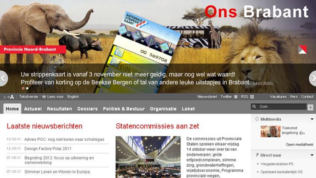 De website van de provincie Brabant