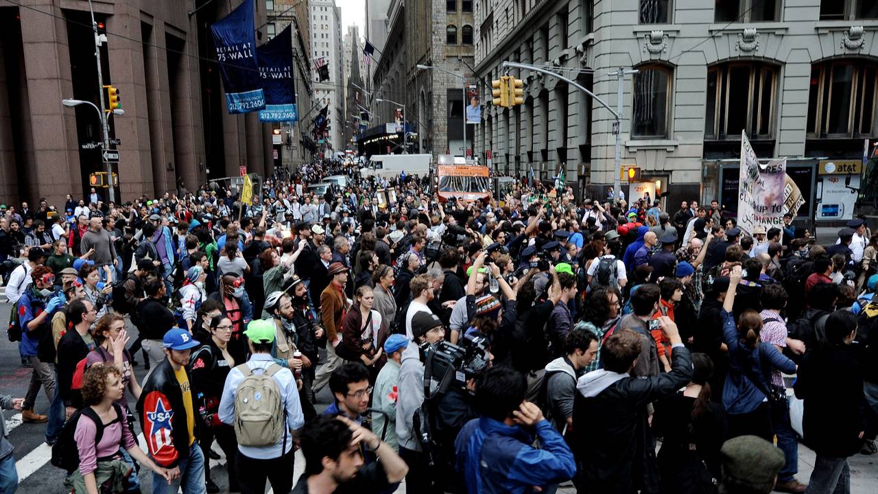 De Occupy-beweging werd bekend op Wall Street. Foto: ANP