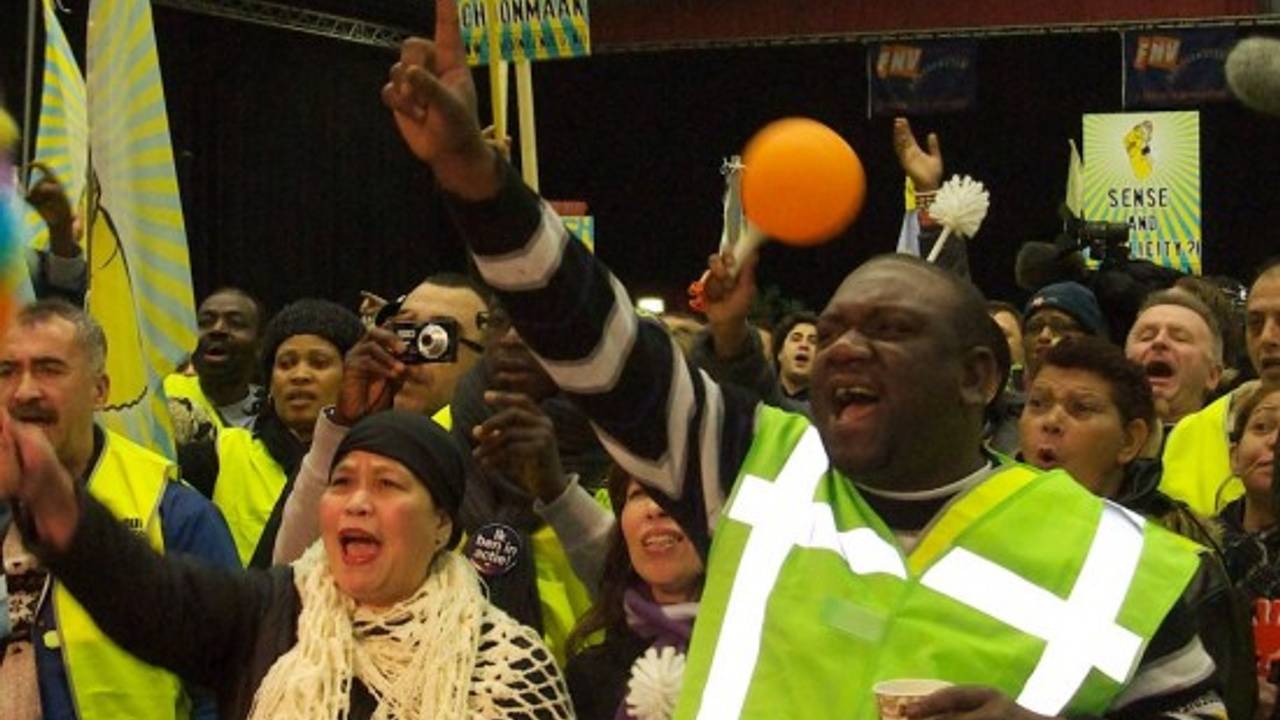 Protesterende schoonmakers (archieffoto)