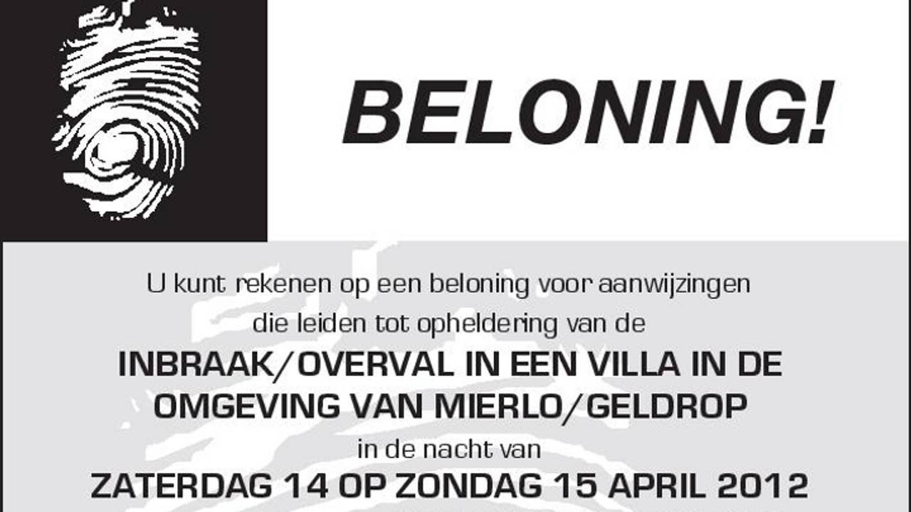 Oproep voor tipgevers om zich te melden.