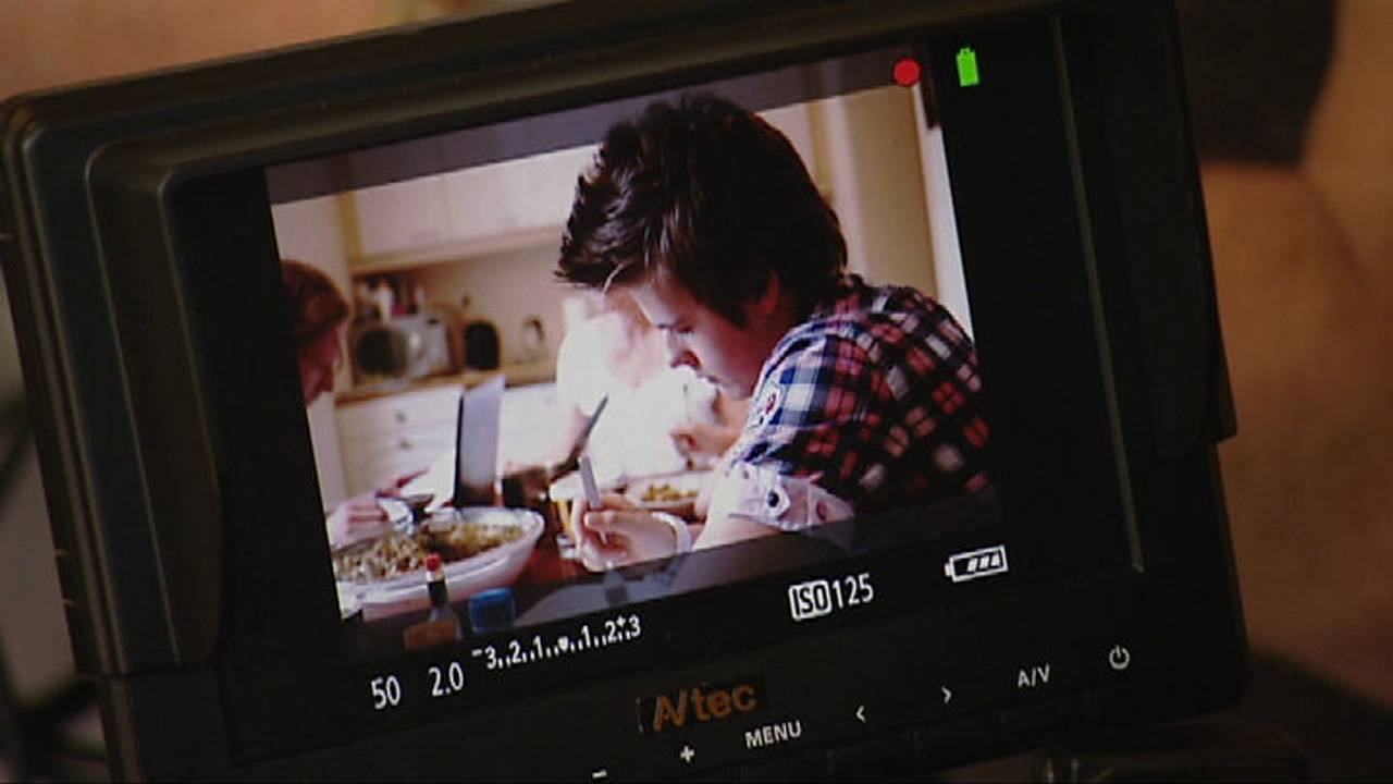 Hoofdrolspeler Erick Brons tijdens de laatste opnamedag.