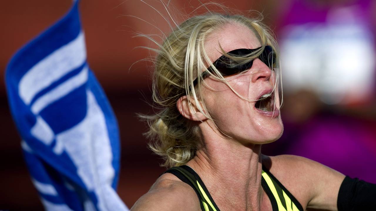 Miranda Boonstra was de beste Nederlandse tijdens de marathon van Amsterdam (foto: ANP).