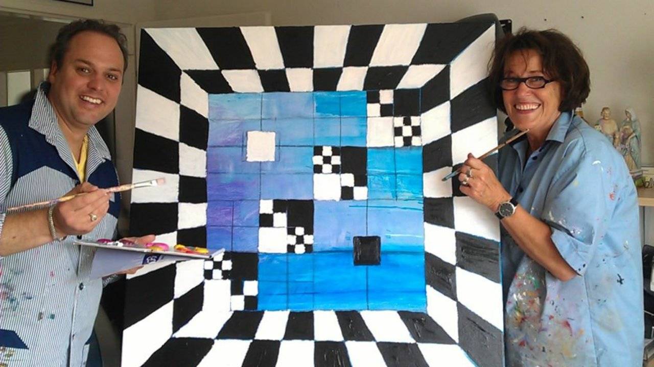 Frans Bauer met zijn schilderij