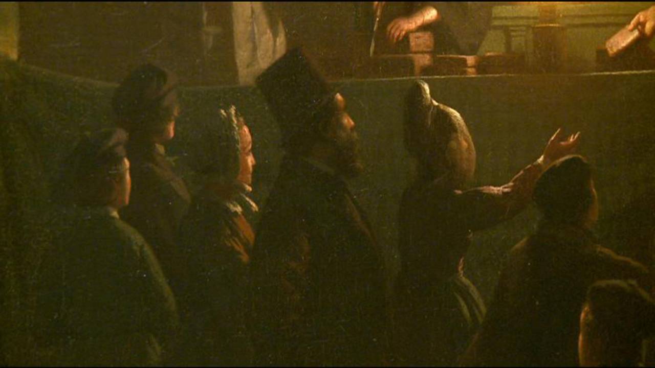Van Schendel beeldde zichzelf af op deze Bredase jaarmarkt: het is de man met de hoge hoed