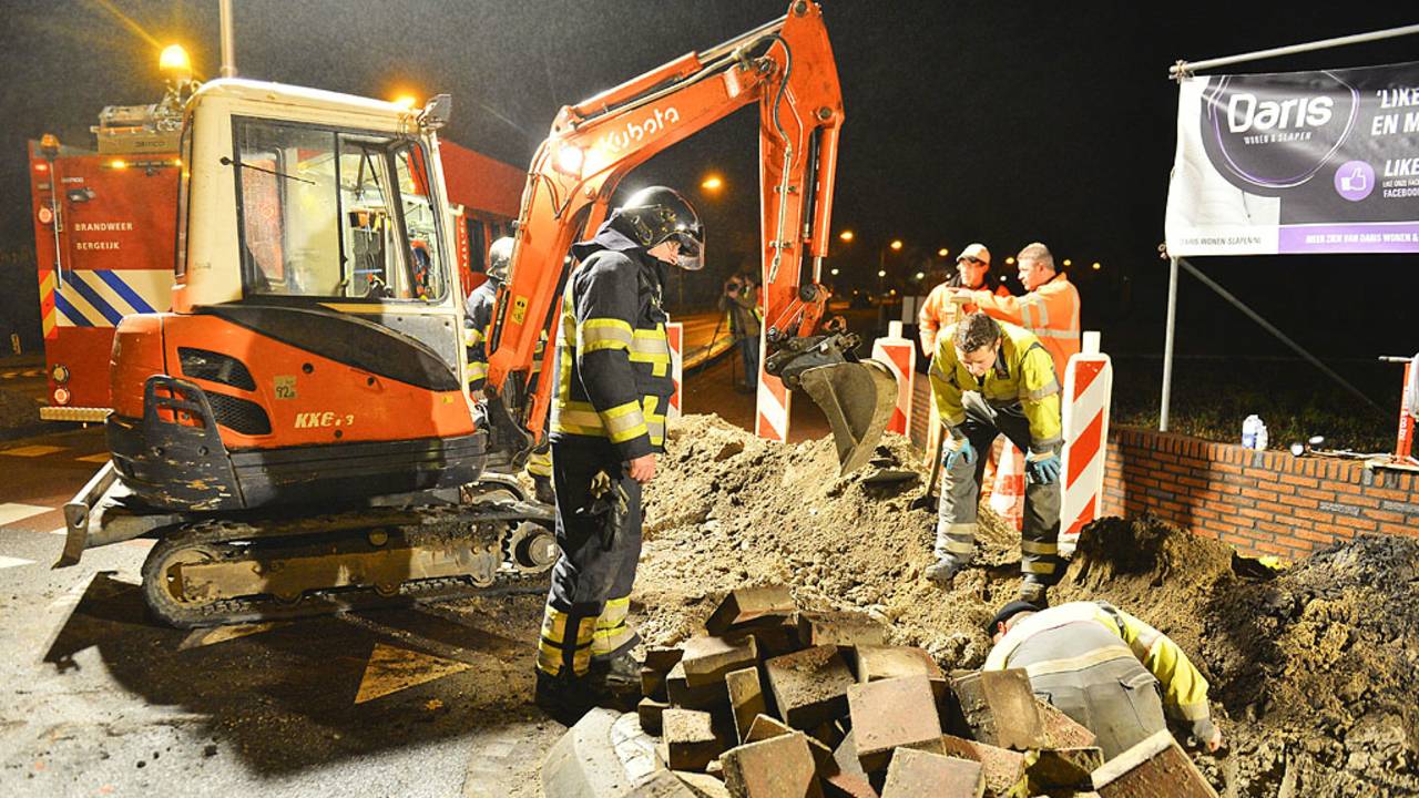 Gaslek aan Broekstraat in Bergeijk. (foto: Rico Vogels/SQ Vision)