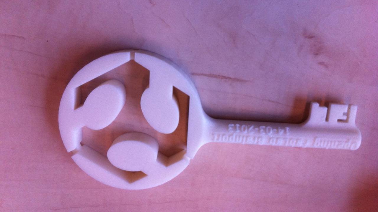 Een sleutel uit een 3D-printer