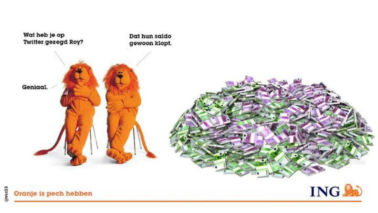 De ING-problemen prikkelden creatievelingen op Twitter.' (foto: Twitter.com/vic23)