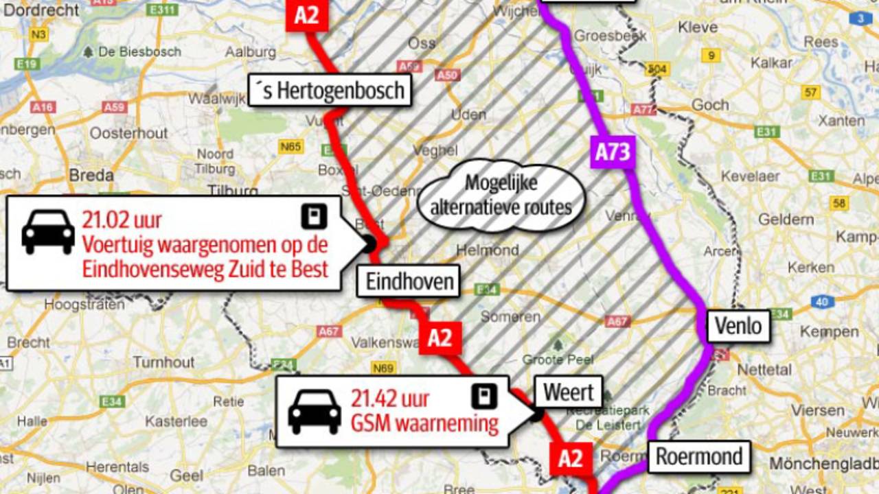 De route door Brabant (Bron: Politie)