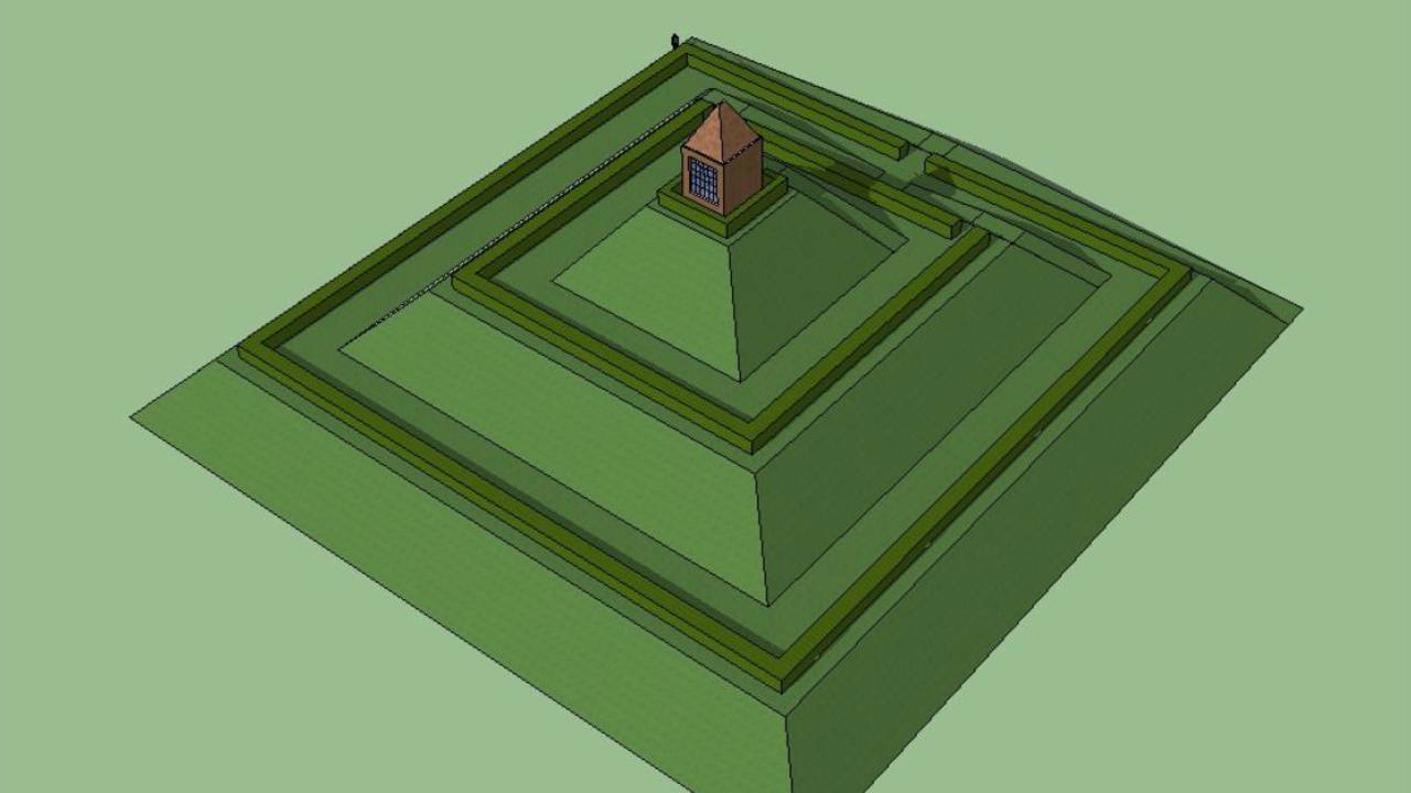Reconstructie van de piramide in Ossendrecht (Beeld: Cuijpers Advies)