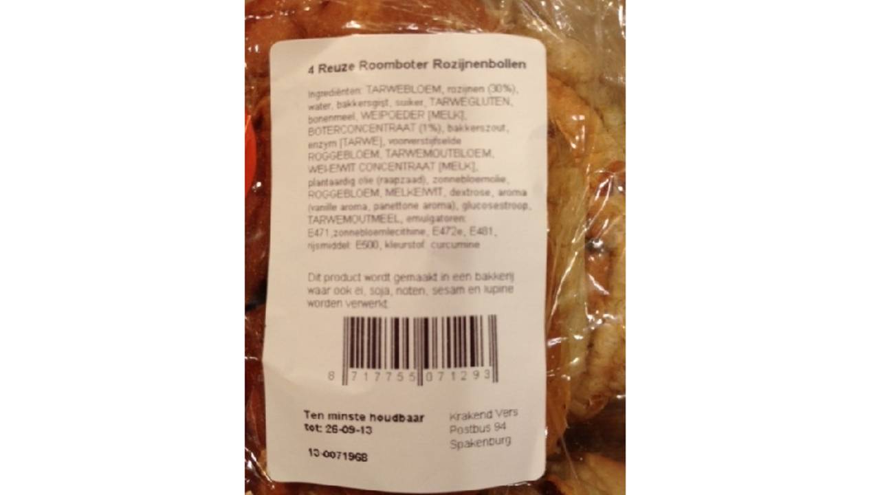 Rozijnbollen Emté teruggeroepen