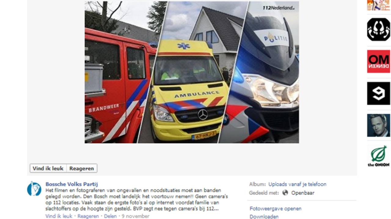 'Zeg nee tegen amateurfotografen' (bron: Bossche Volkspartij / Facebook)