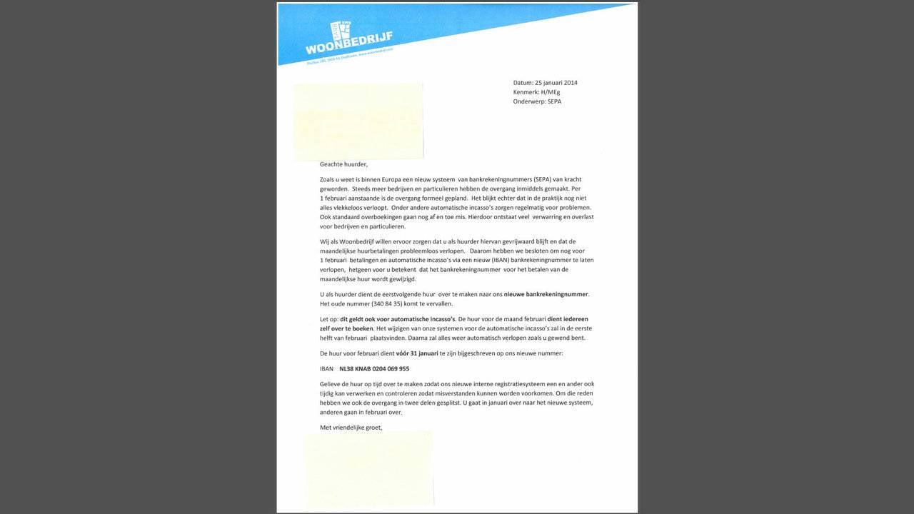 De nepbrief aan huurders van Woonbedrijf