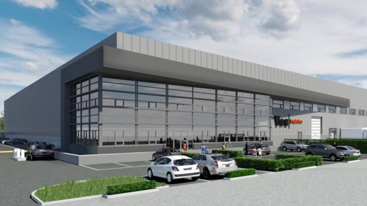 Artist impression van het nieuwe distributiecentrum