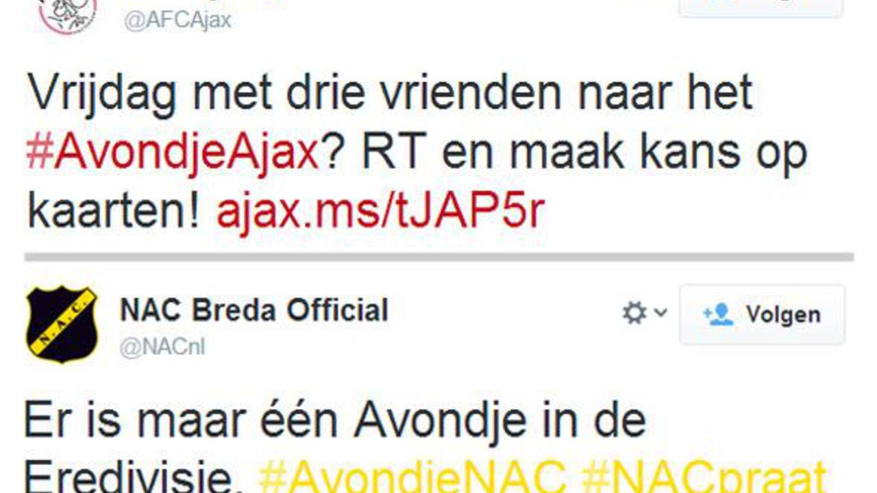 Nieuwe slogan Ajax dubbelt met die van NAC Breda.