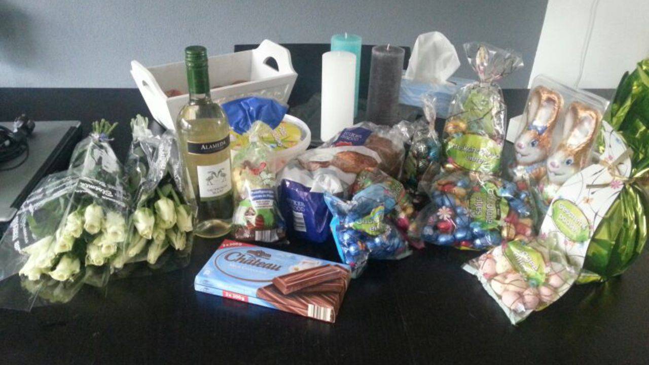 Het pakket voor de familie Geus (Foto: familie Geus)