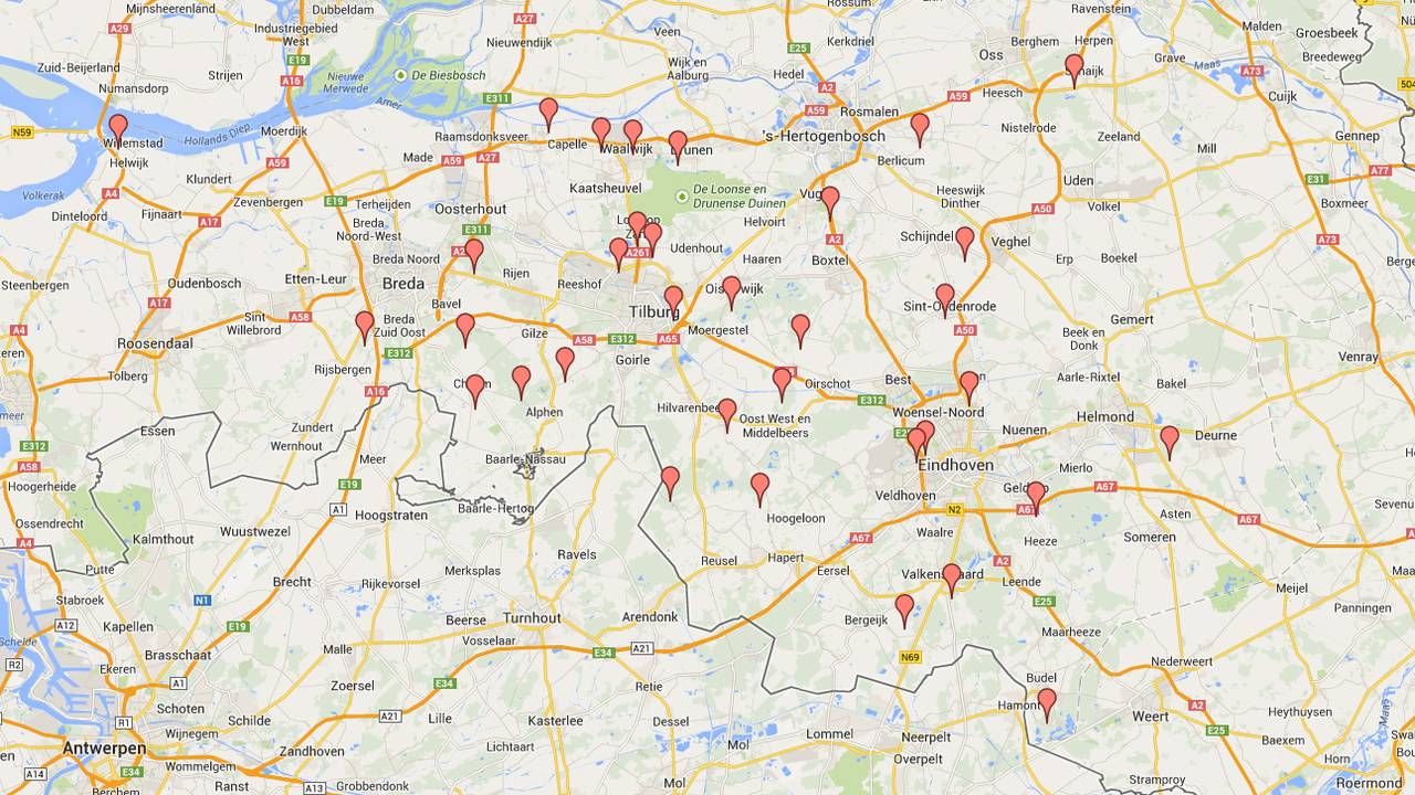Drugsafvaldumpingen in kaart gebracht. (Beeld: Google Maps)