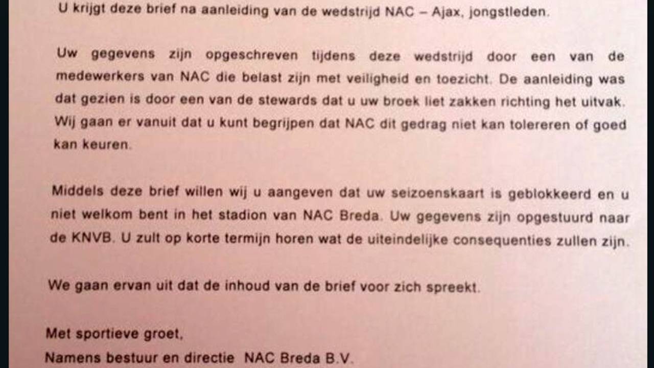 Broek omlaag: stadionverbod NAC