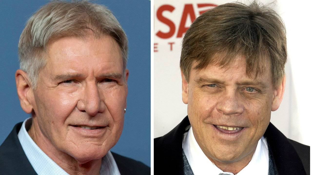 Harrison Ford  (Han Solo) en Mark Hamill (Luke Skywalker) (Foto: ANP)