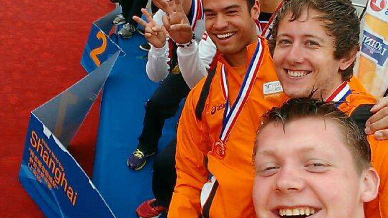 'Podiumselfie': Sjef van den Berg, Rick van der Ven, Mick de Bakker (foto: Nederlandse Team)
