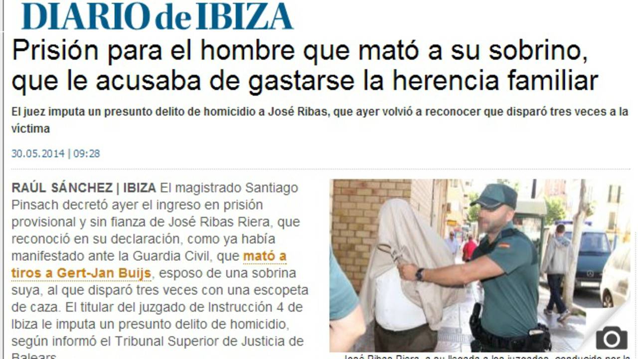 Gert-Jan Buijs in de Spaanse krant. (Beeld: diariodeibiza.es)