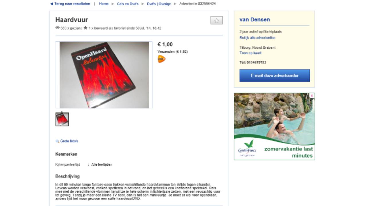 Haardvuur op Marktplaats (bron: Van Densen / Marktplaats)