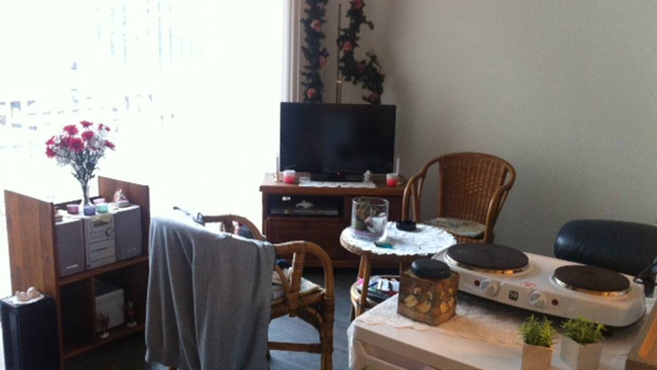 Een van de kamers in het hostel